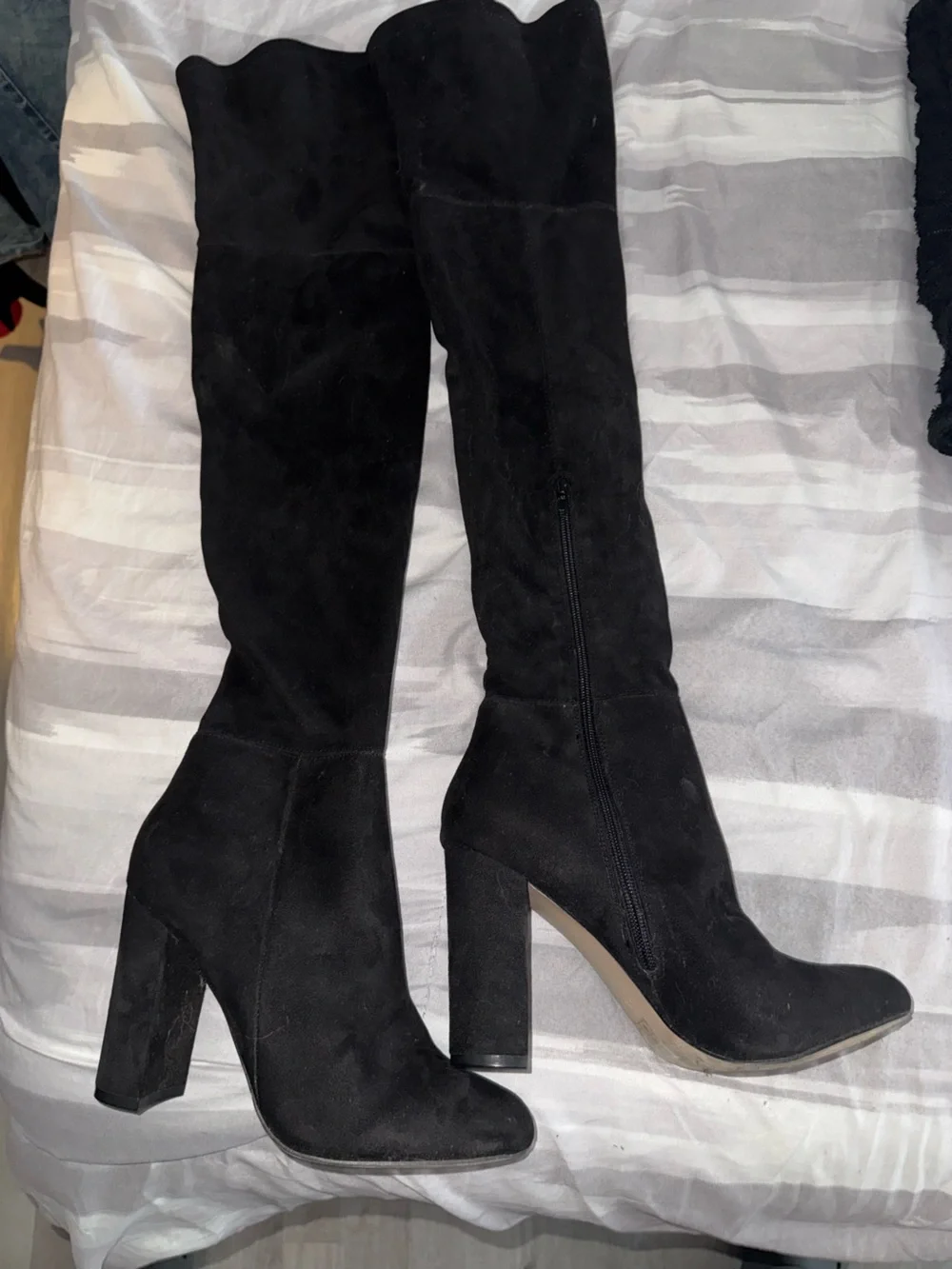 Aldo Black Over-The-Knee Block Heel Boots